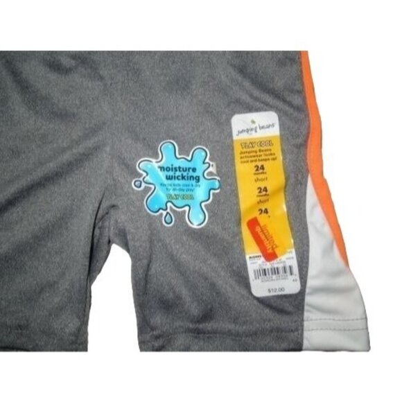 Jumping Beans Play Cool Boys Activewear Running Gray Orange White Shorts 24M - Picture 2 of 4